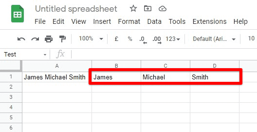 Name split in three cells