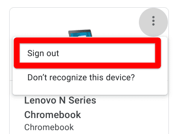 Signing out of the Chromebook