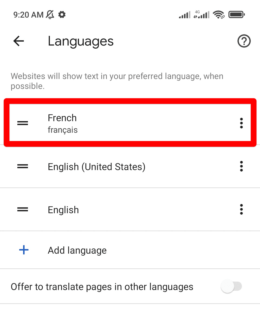Updated Language List