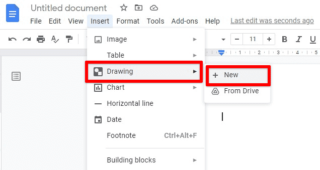 Accessing the drawing tool