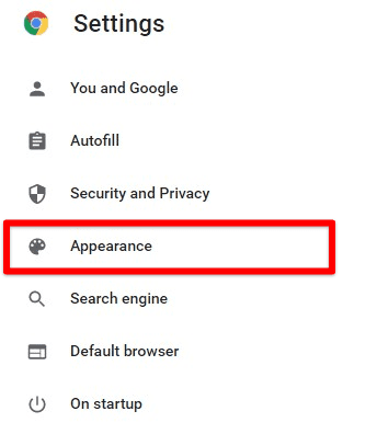 Appearance tab