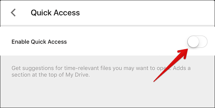 Disabling quick access