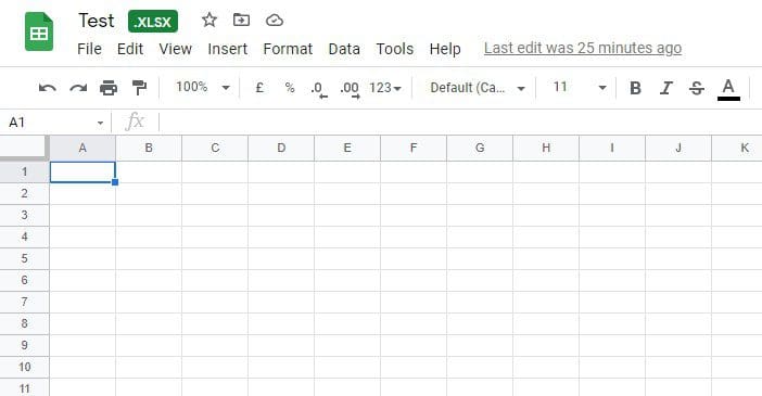 Excel file opened directly in Google Sheets