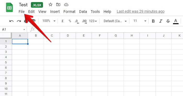 File tab in taskbar