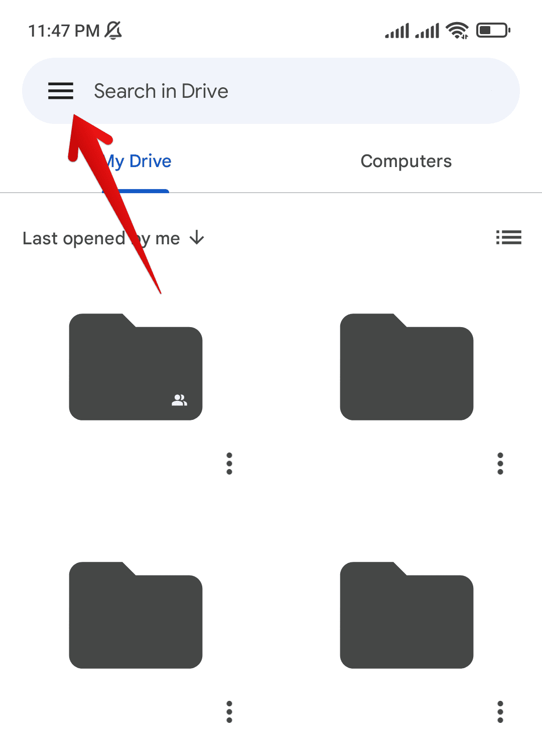 Google Drive menu