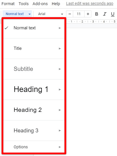 Selecting text style