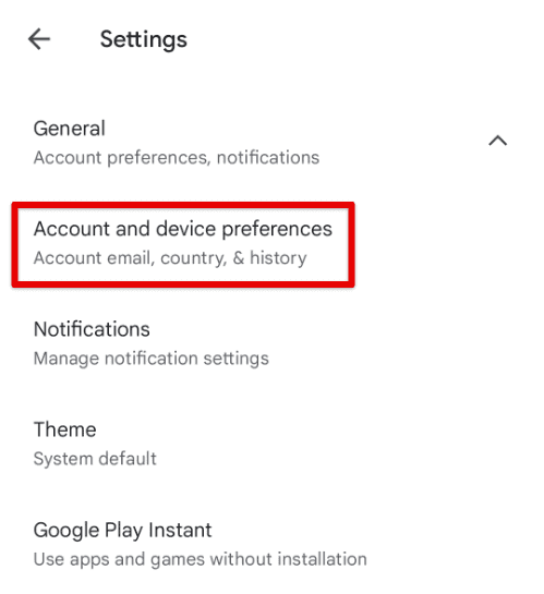 Account and device preferences