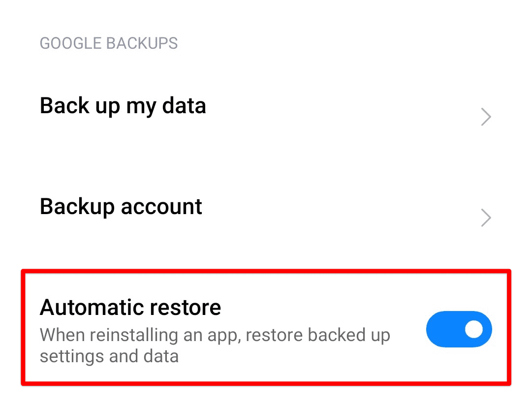 Automatic restore option