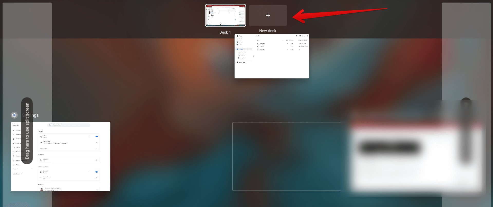 Creating a new desk in Chrome OS 