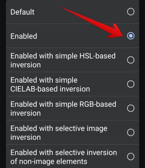 Enabling auto dark mode flag on mobile