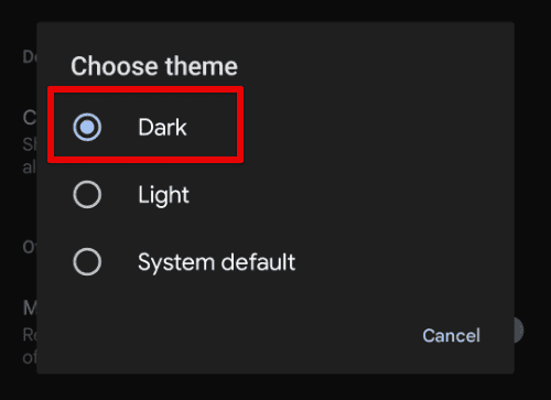 Enabling dark theme