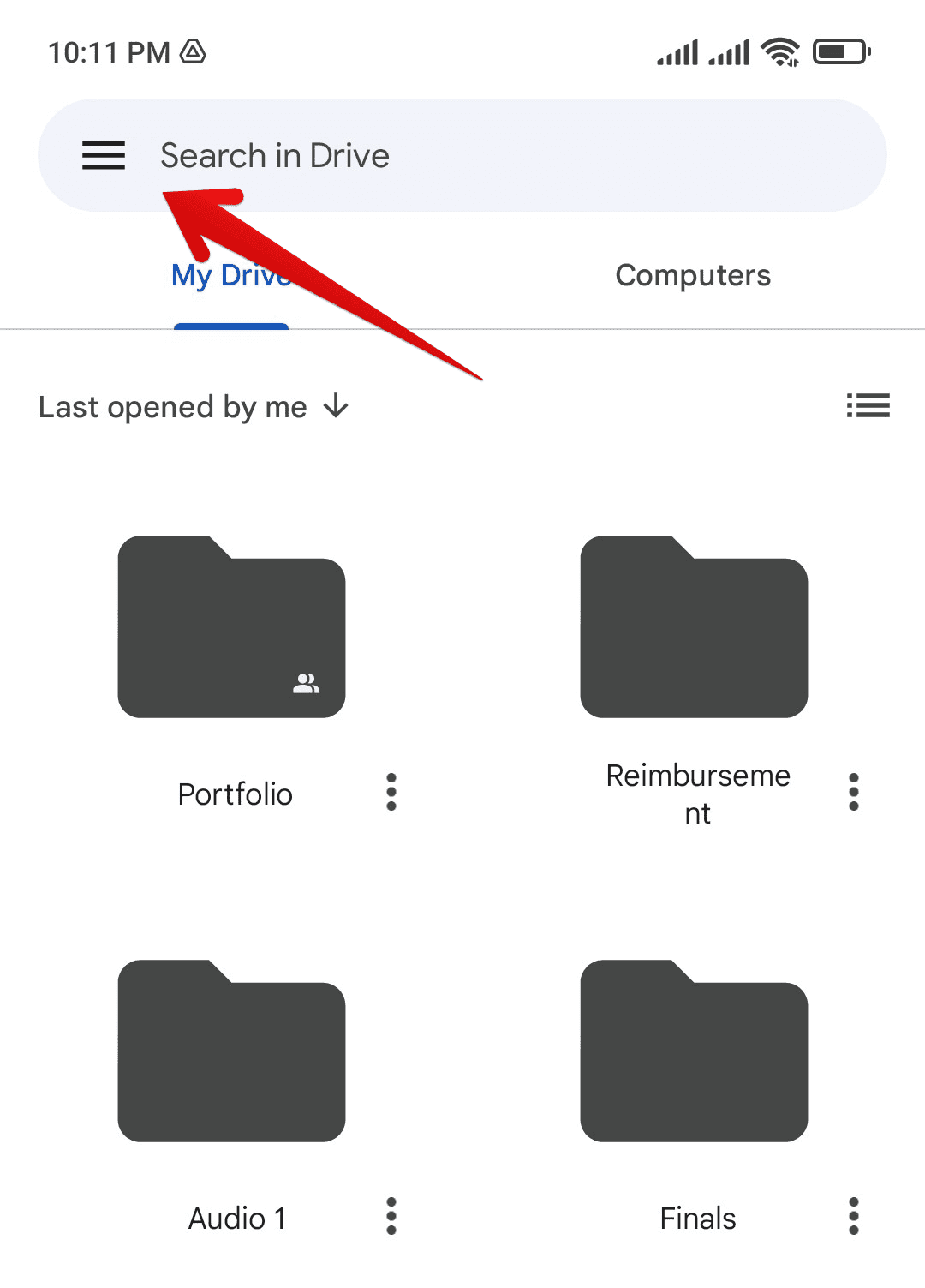 Google Drive menu