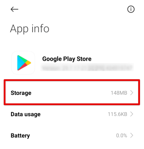 Google Play Store storage