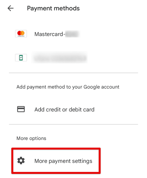 More payment settings