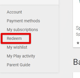 Redeem tab