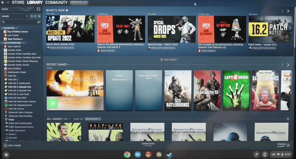 Steam on Chrome OS (Source: Chrome Unboxed)