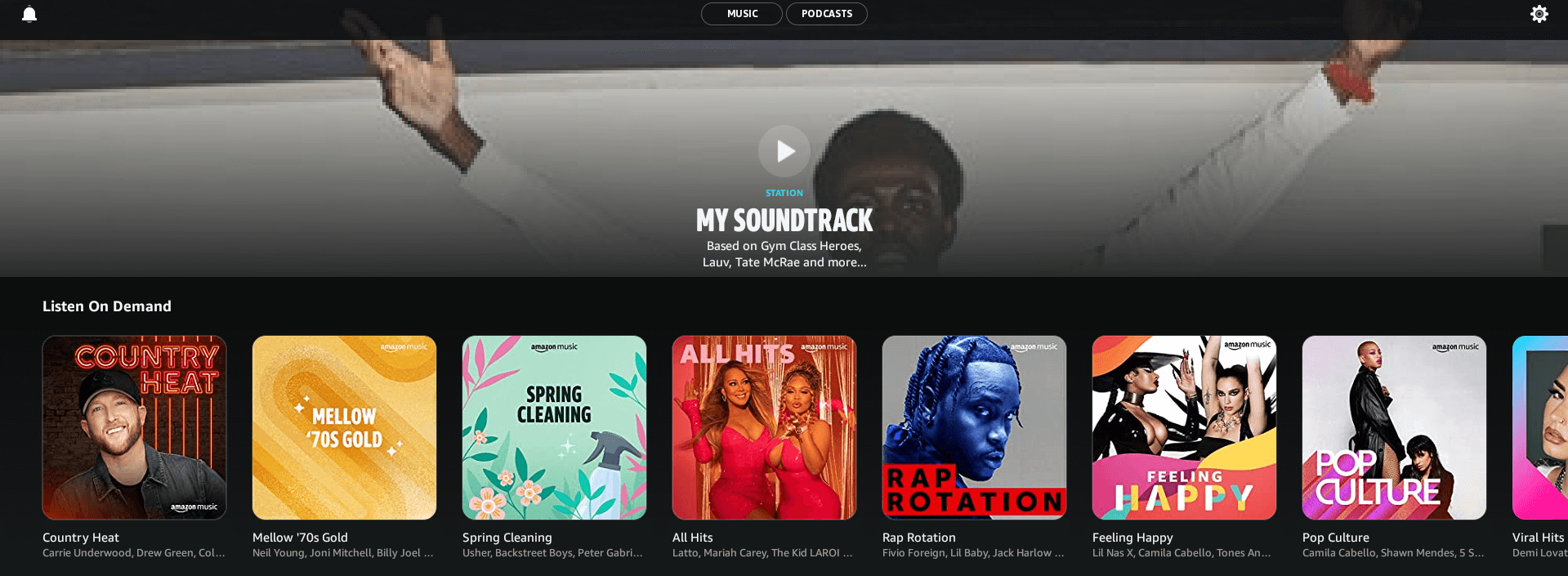 Amazon Music app user interface