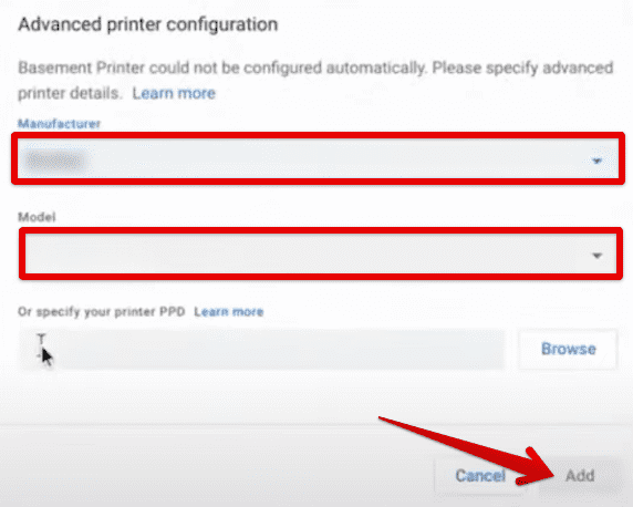 Configuring the printer manually