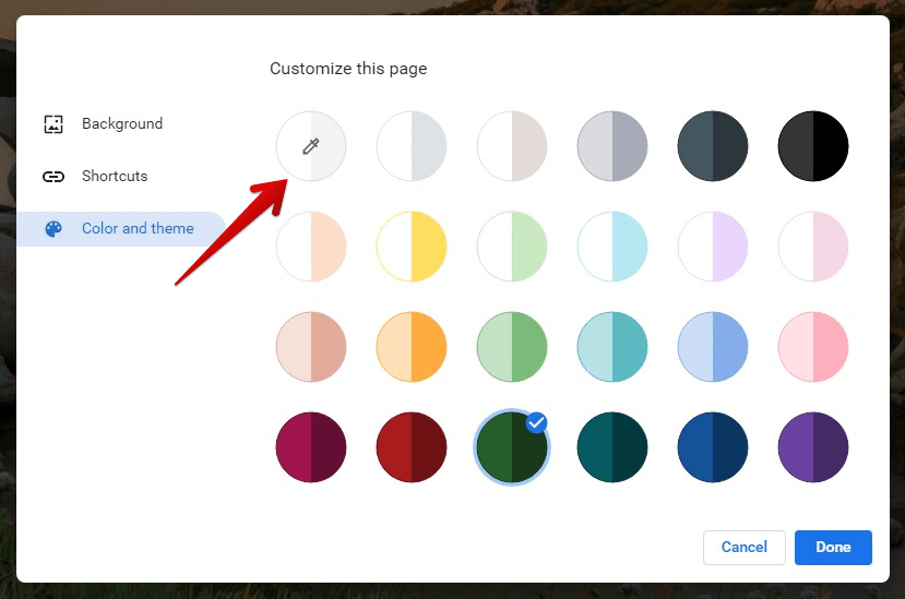 Custom color palette