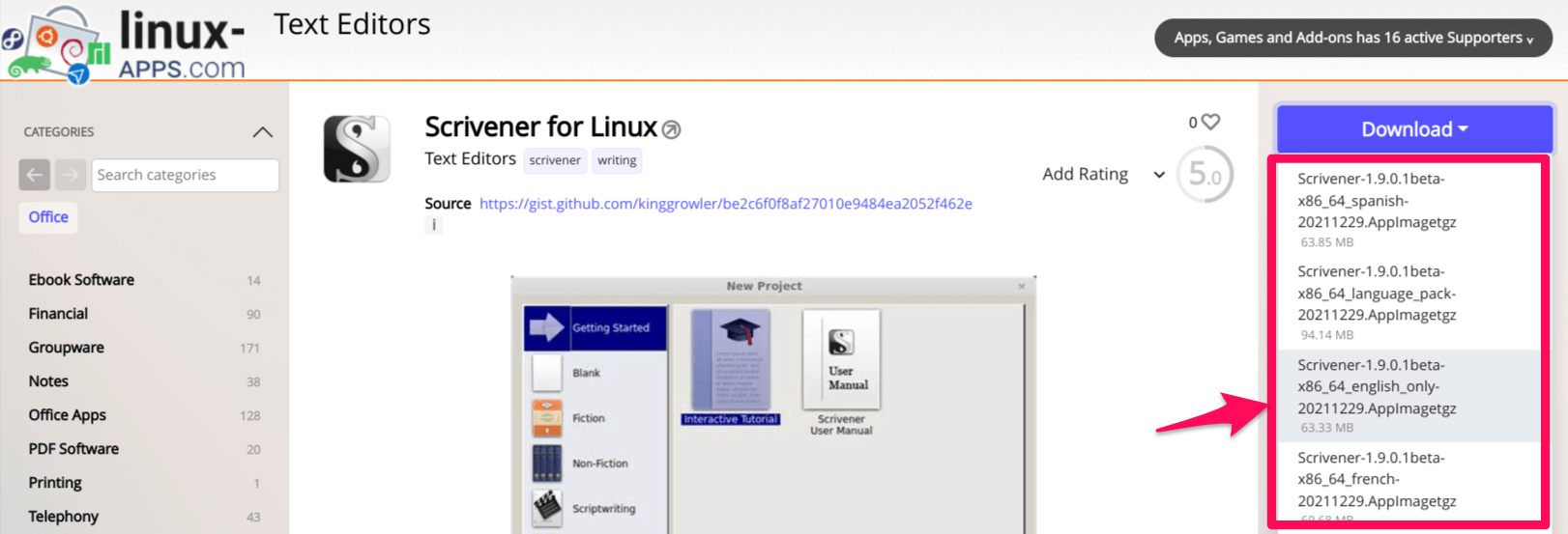download scrivener for linux appimage