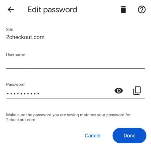 Edit password page