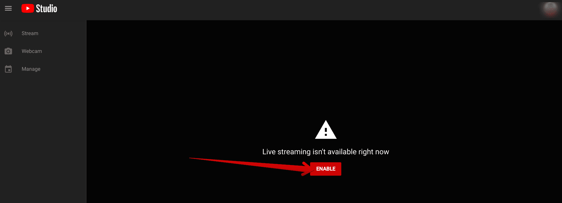 Enabling live streaming in YouTube Studio