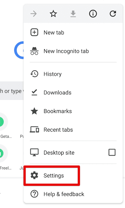 Google Chrome settings