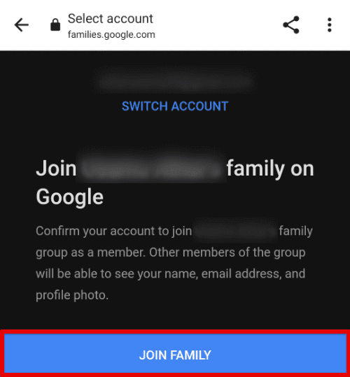 Join family button