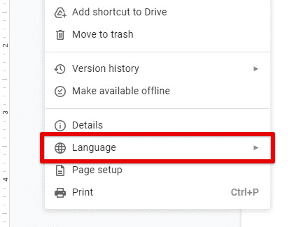 Language tab