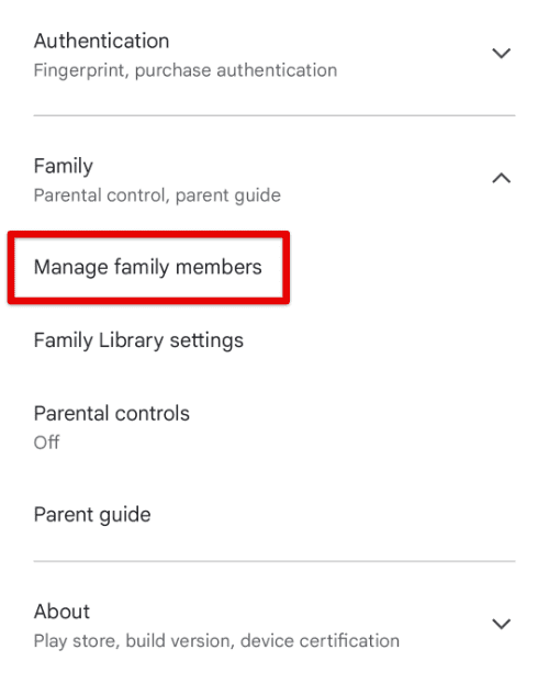 Manage family members