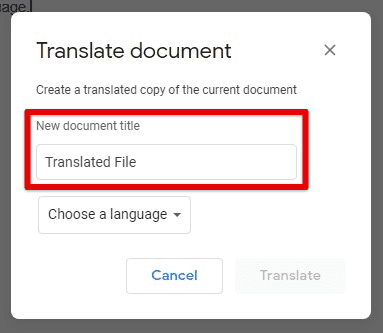 Naming the translated document