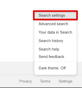 Search settings