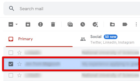 Selecting an email