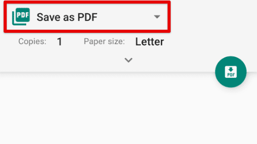 Selecting save as PDF
