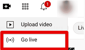 Selecting the "Go live" option