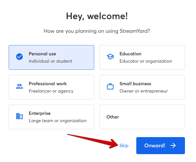 Setting up the StreamYard account