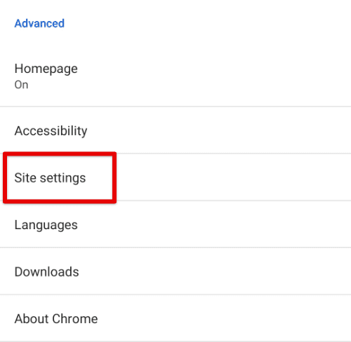 Site settings tab