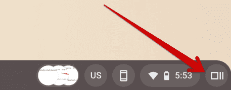 The "Overview" button alongside the Chrome OS status bar