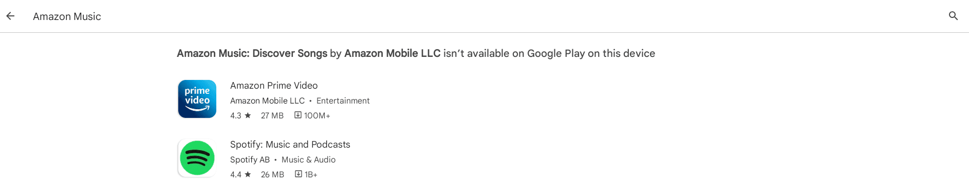 Unavailability of Amazon Music on the Chrome OS Google Play Store