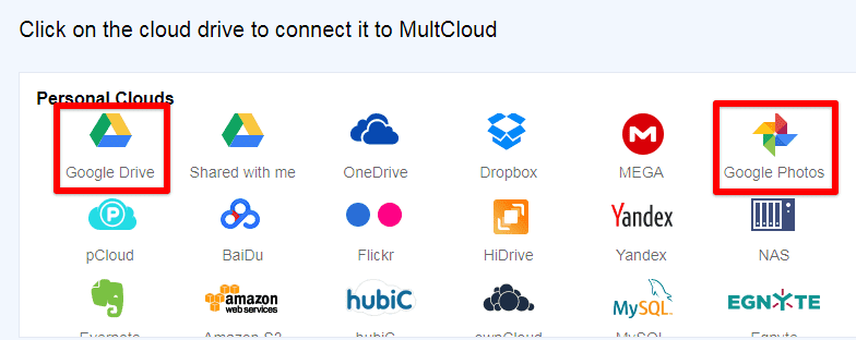 Adding Google Drive and Google Photos