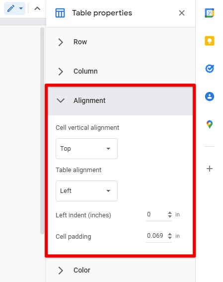 Alignment properties