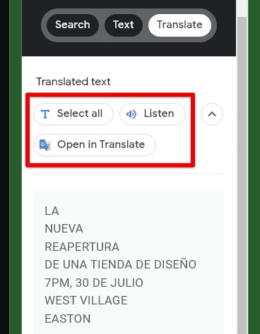 Available translate options