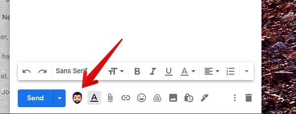 Bitmoji icon in Gmail