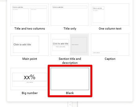 Creating a blank slide