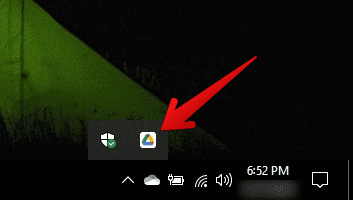 Google Drive icon in Windows taskbar