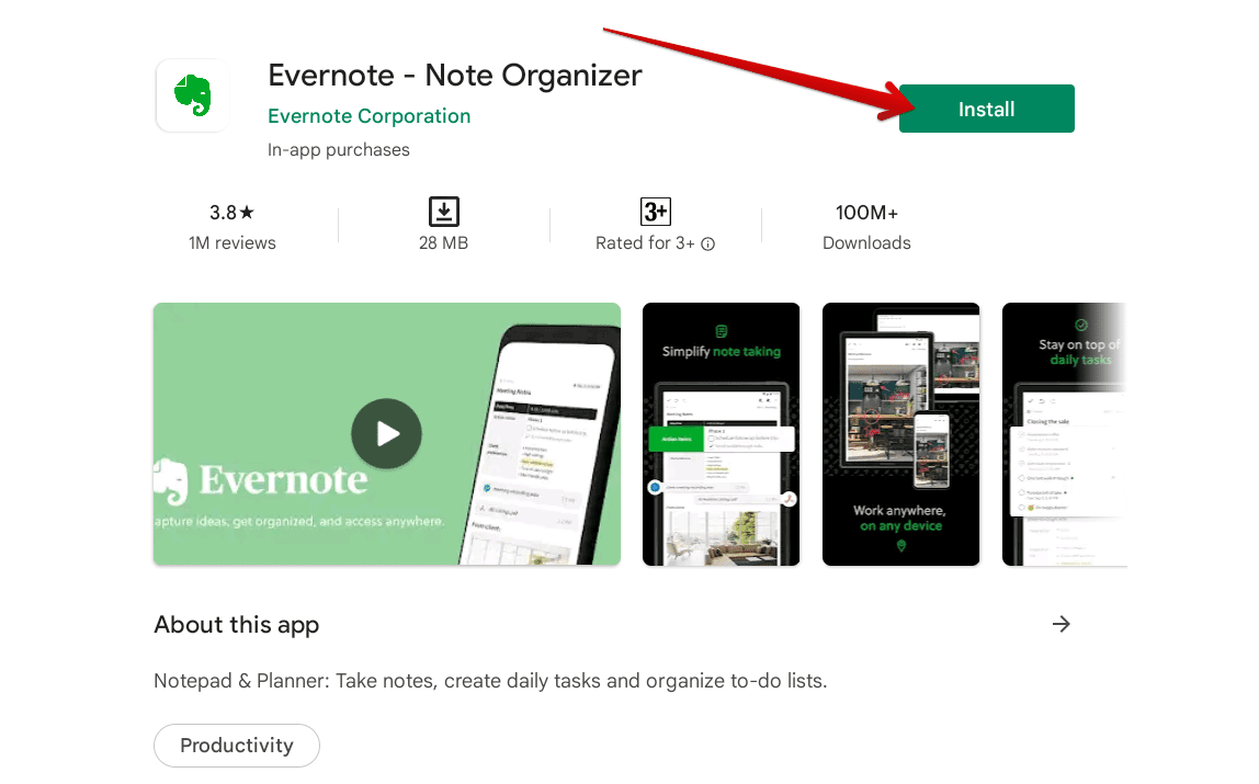 Installing Evernote