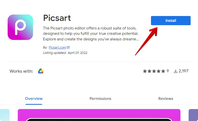 Installing Picsart