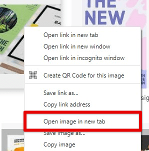 Opening image in new tab