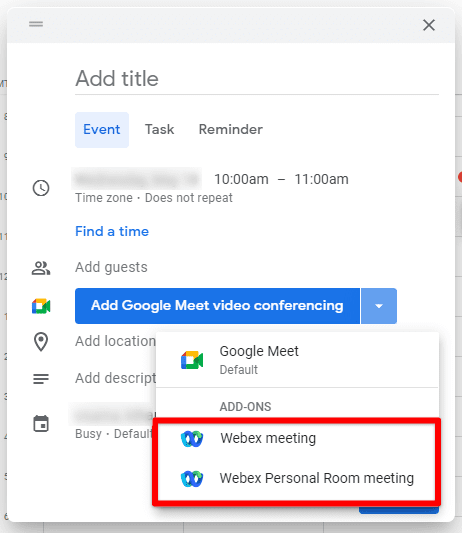 Scheduling a Webex meeting