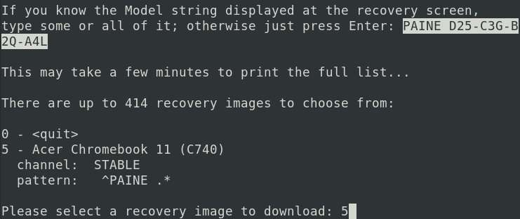 select recovery image